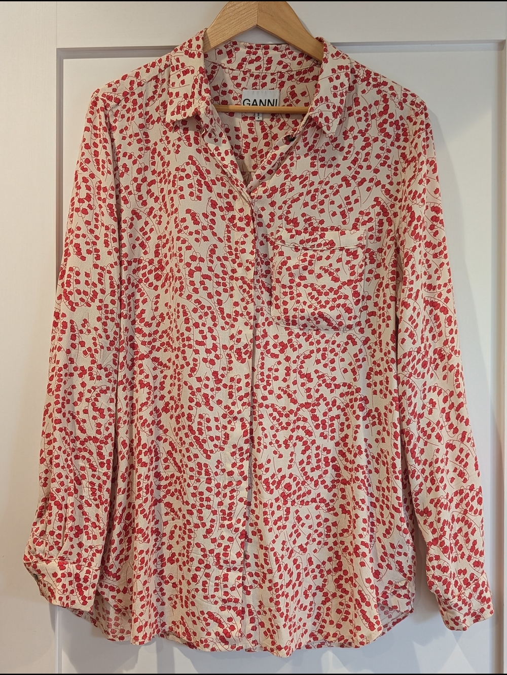 GANNI Floral Print Crepe Button Down Shirt Blouse Size 40 (8/10)